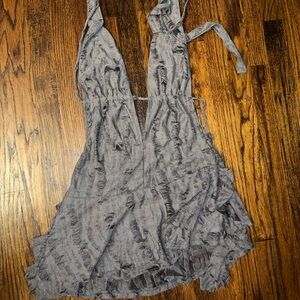 Edikted Shredded Backless Halter Mini Dress